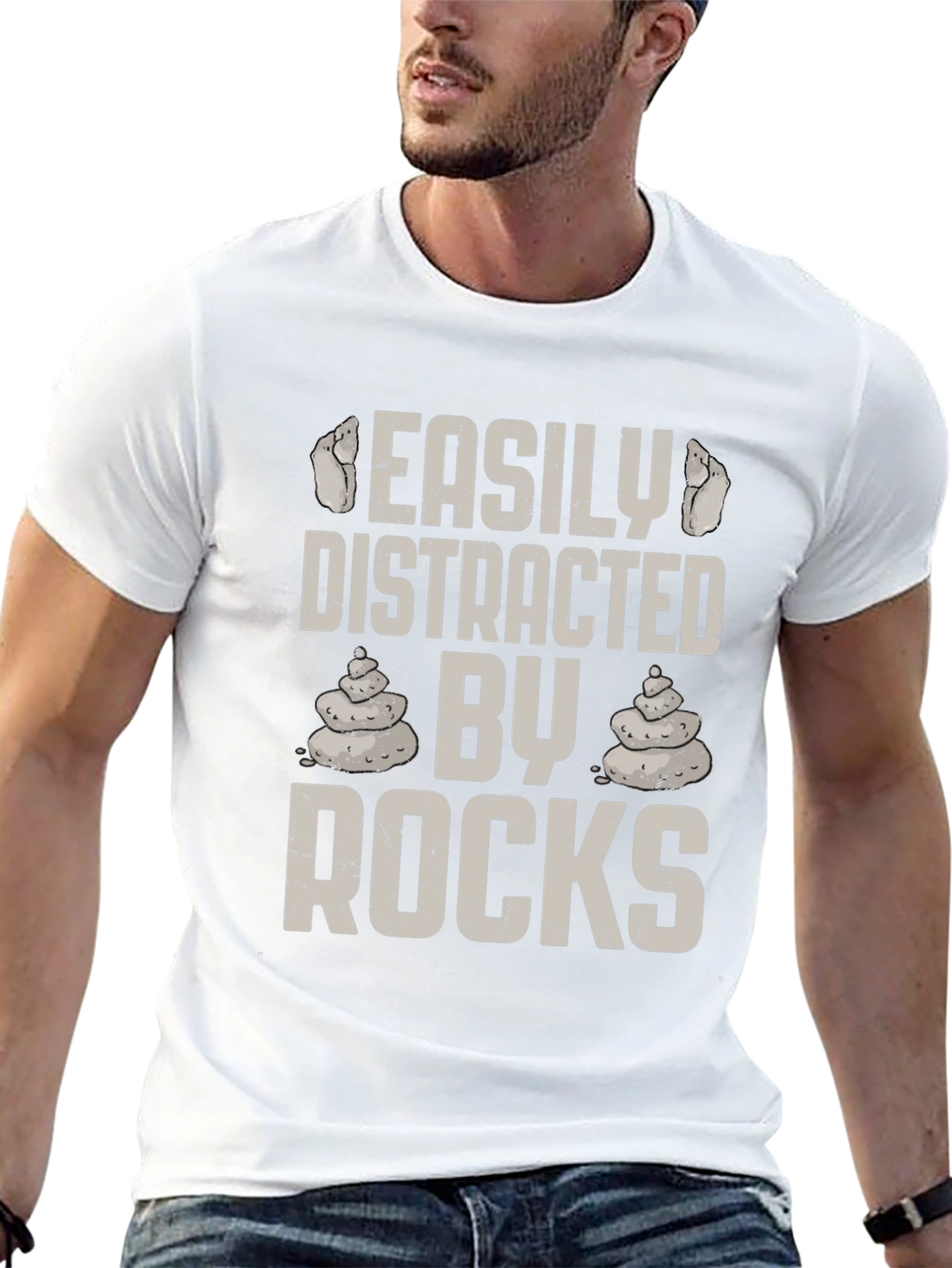 Easily Distracted By Rocks Mens Graphic T-Shirt