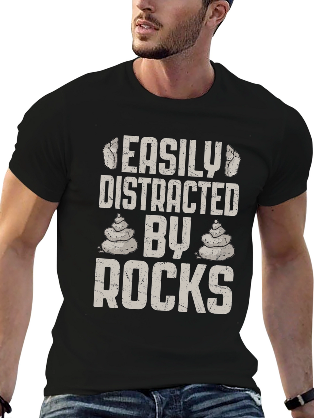 Easily Distracted By Rocks Mens Graphic T-Shirt