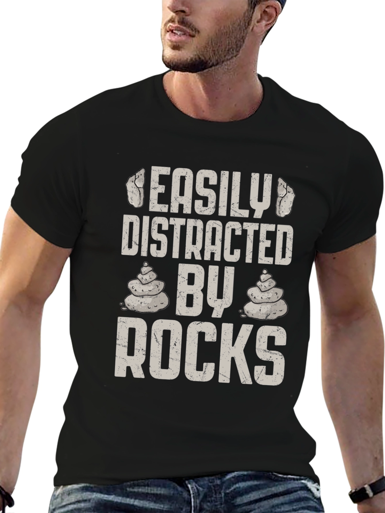 Easily Distracted By Rocks Mens Graphic T-Shirt