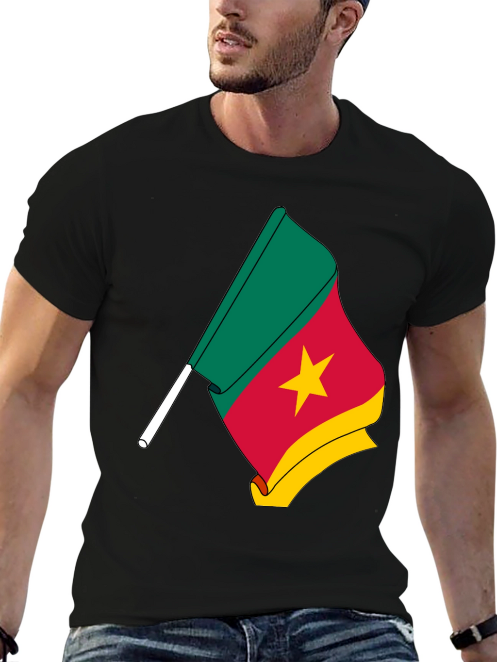 Cameroon Flag Graphic Tee - Black