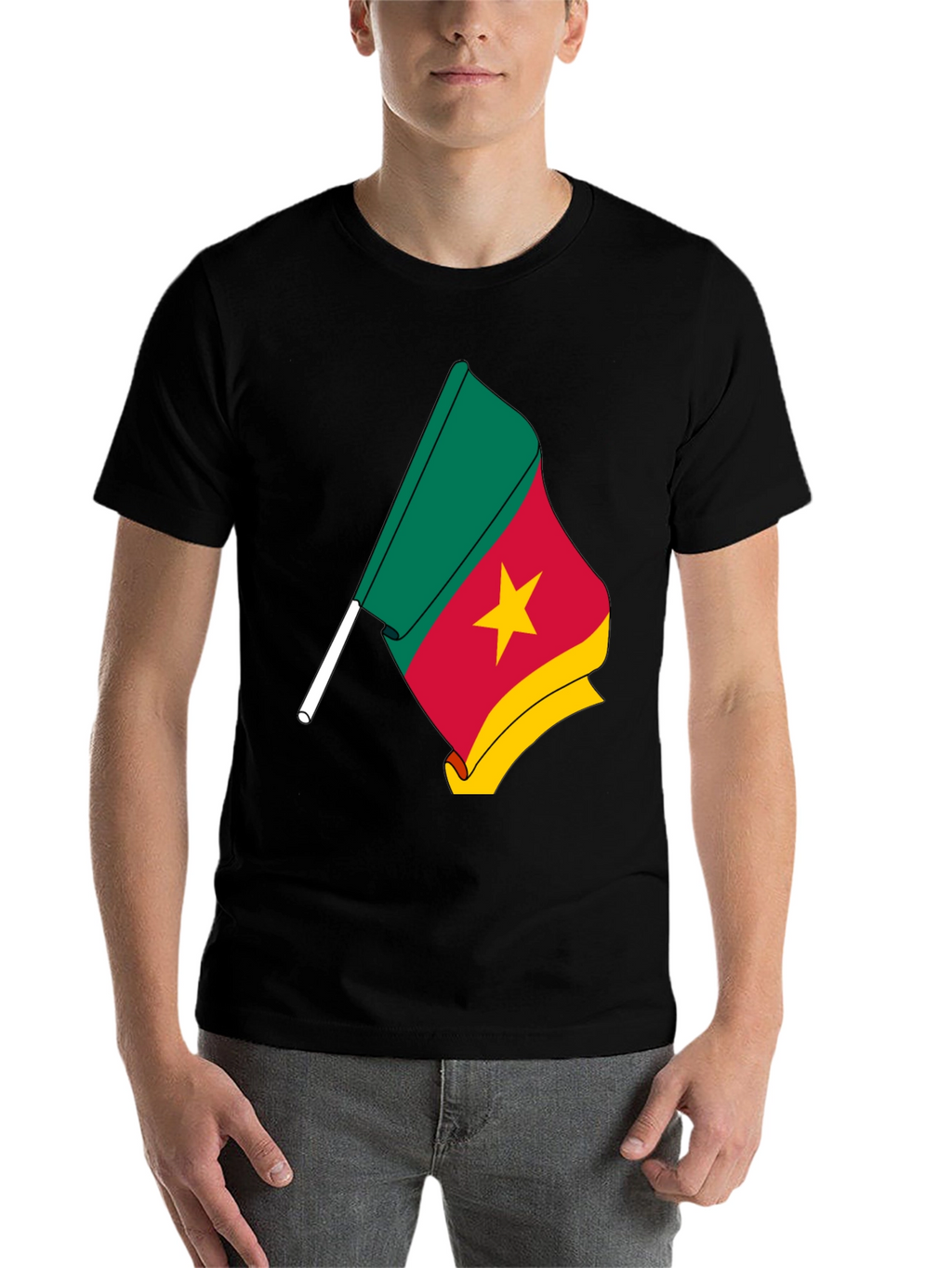 Cameroon Flag Graphic Tee - Black