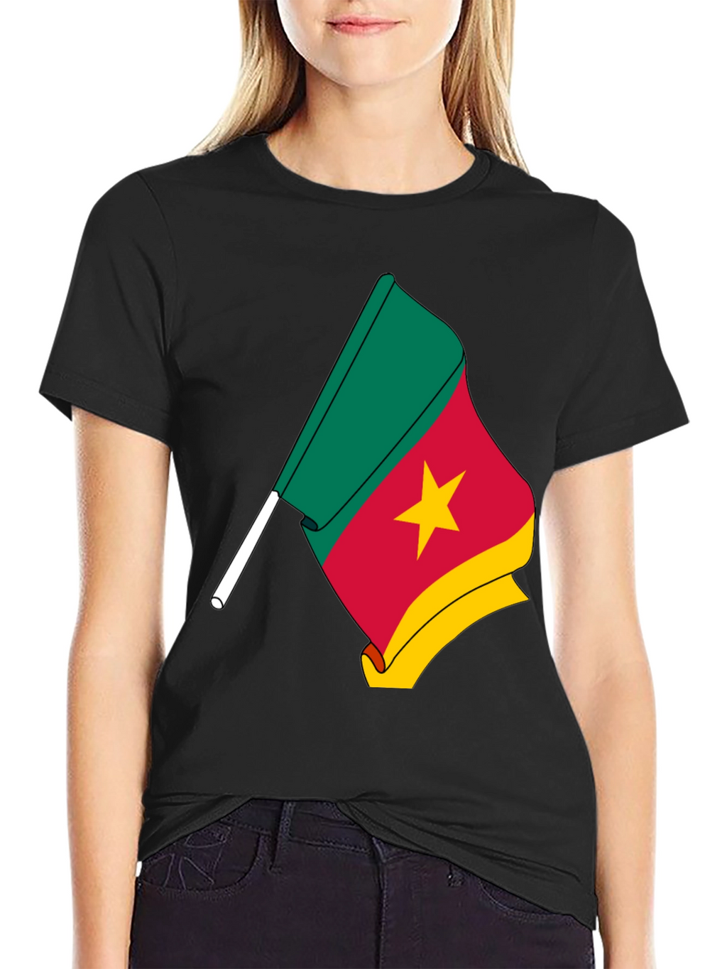 Cameroon Flag Graphic Tee - Black