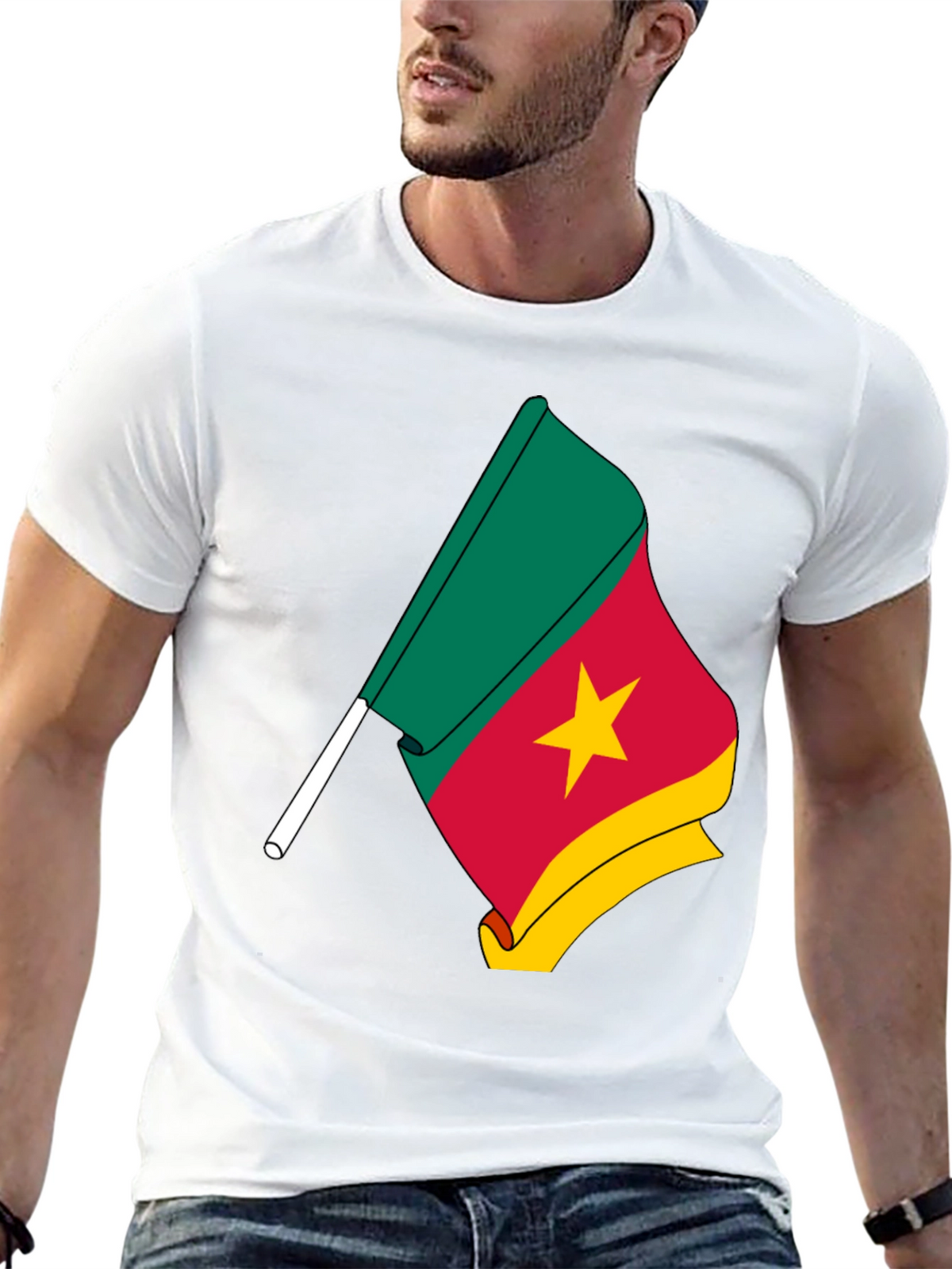 Cameroon Flag Graphic Tee - Black