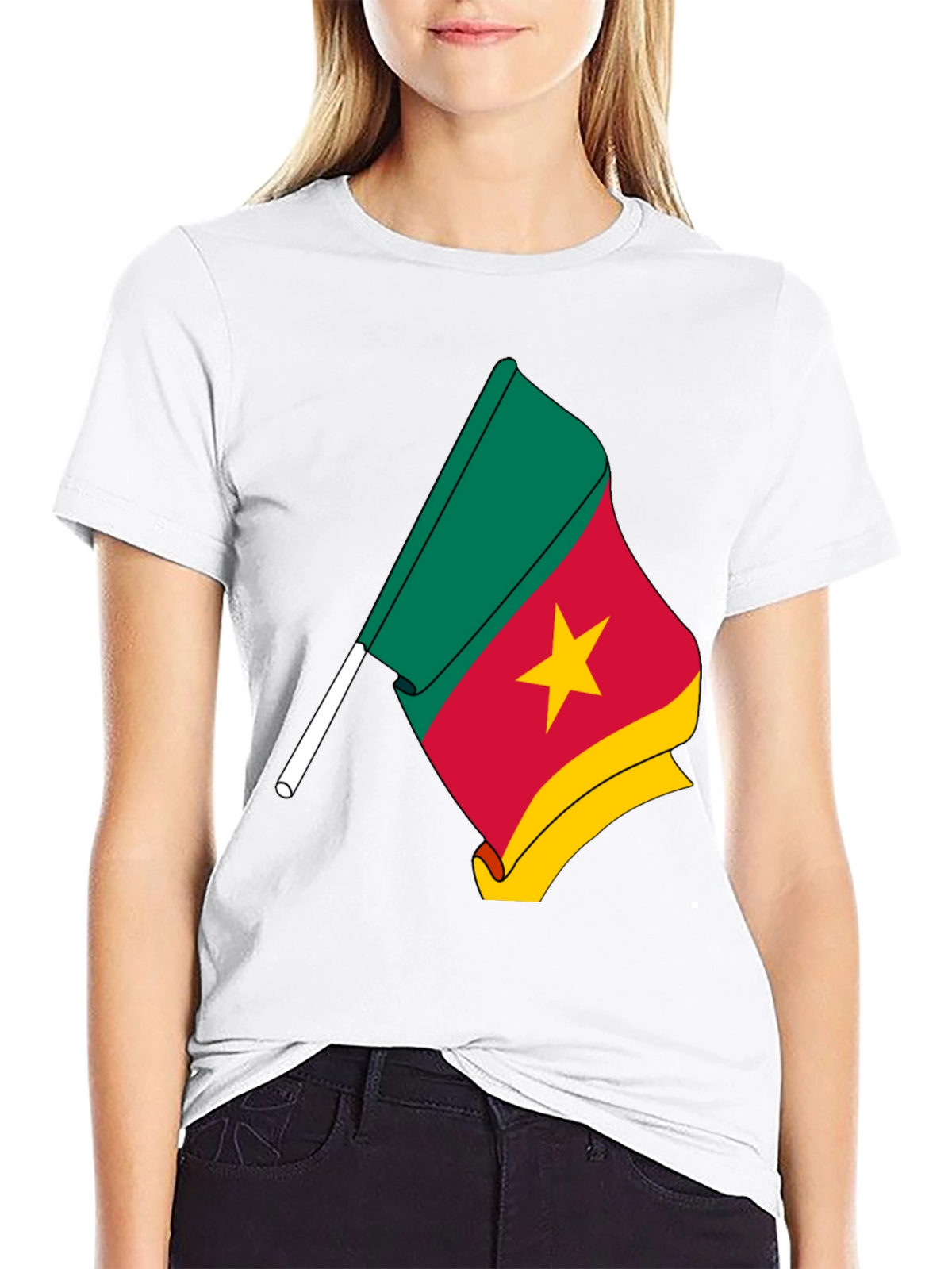 Cameroon Flag Graphic Tee - Black