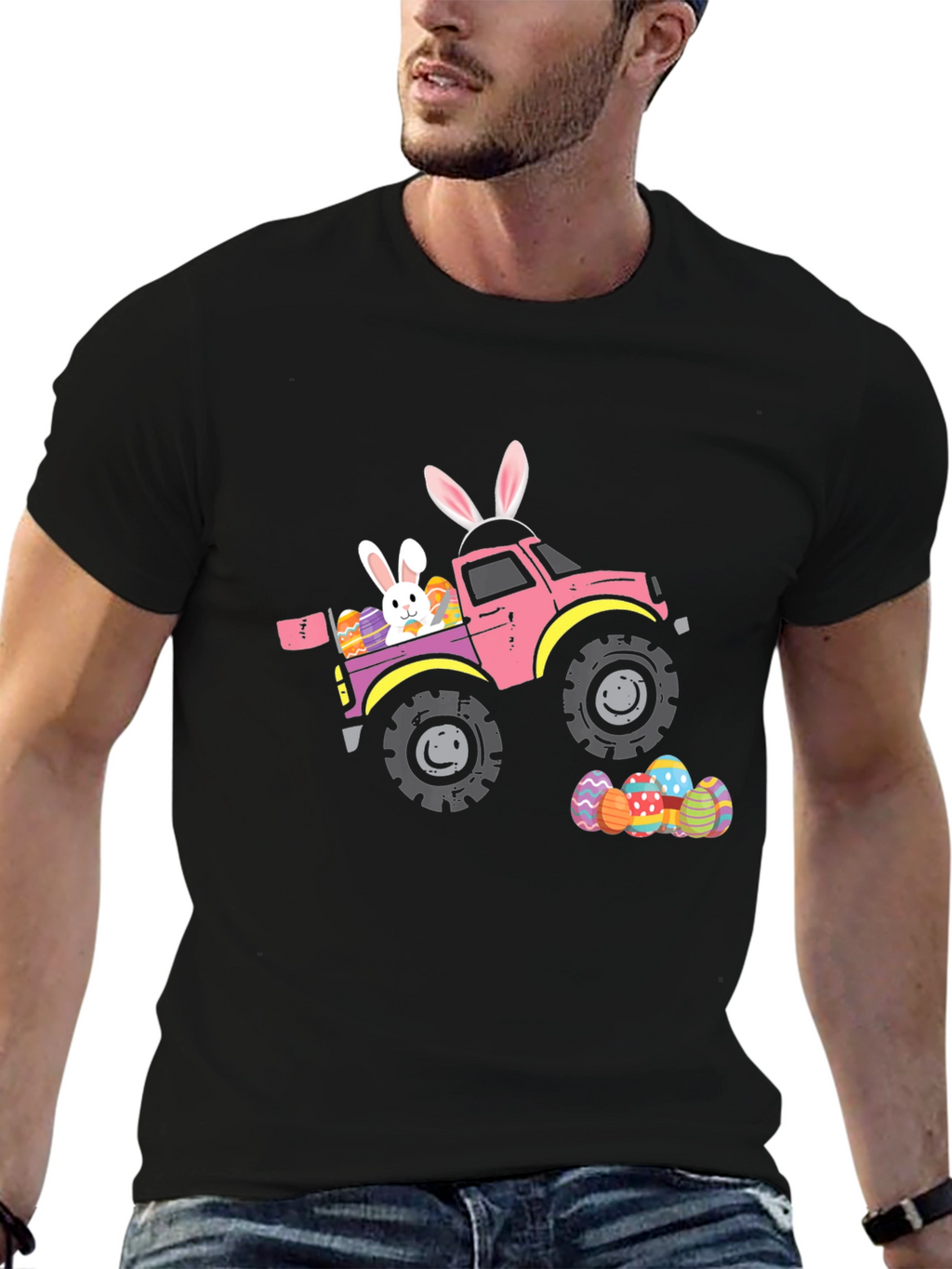 Easter Bunny Truck Graphic T-Shirt