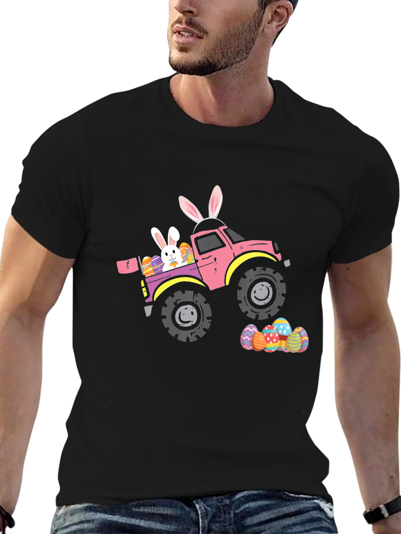 Easter Bunny Truck Graphic T-Shirt