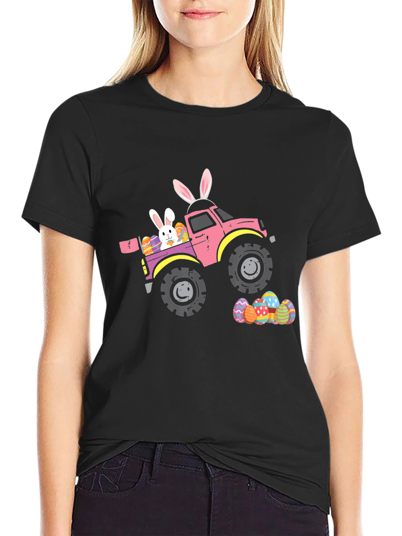 Easter Bunny Truck Graphic T-Shirt