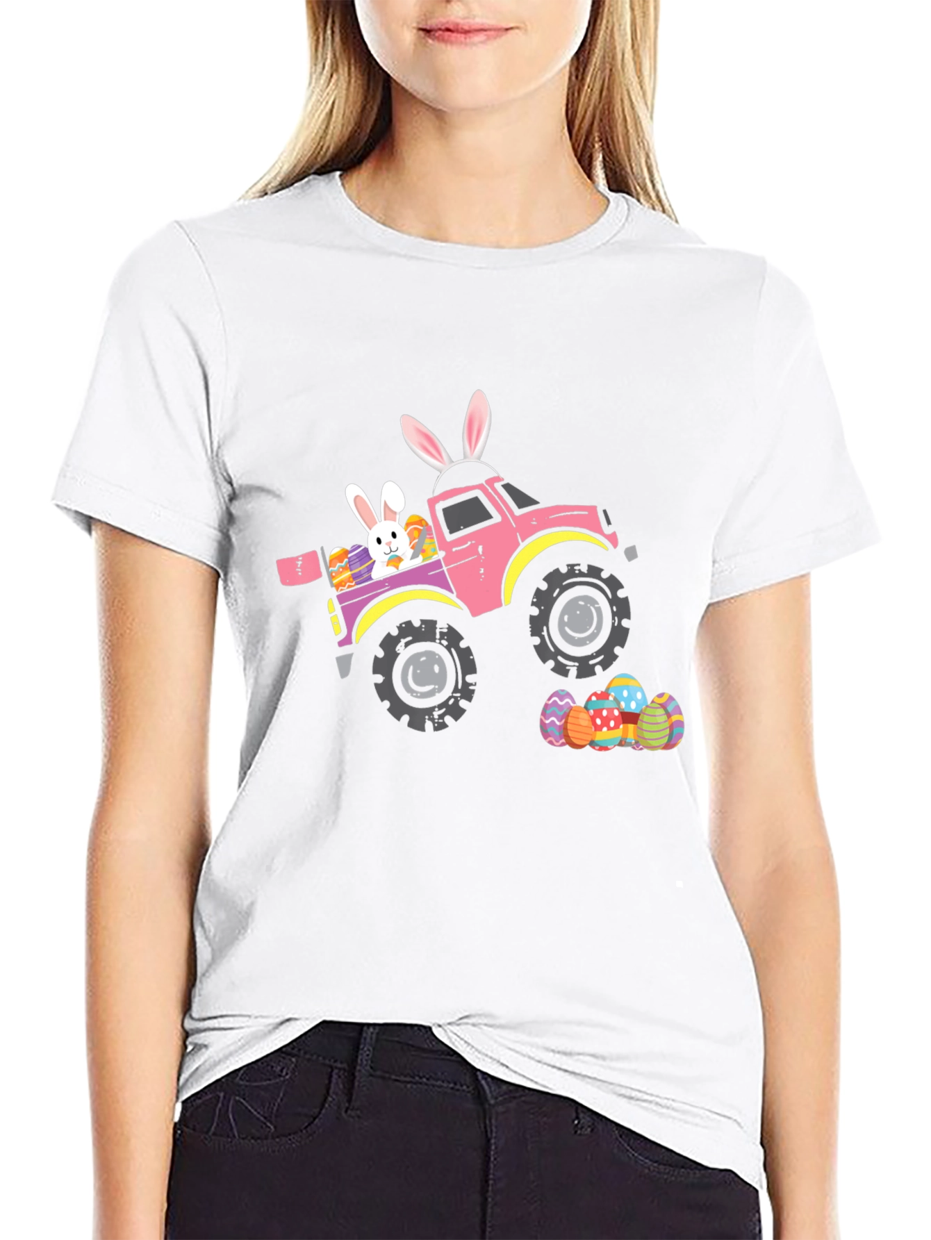 Easter Bunny Truck Graphic T-Shirt