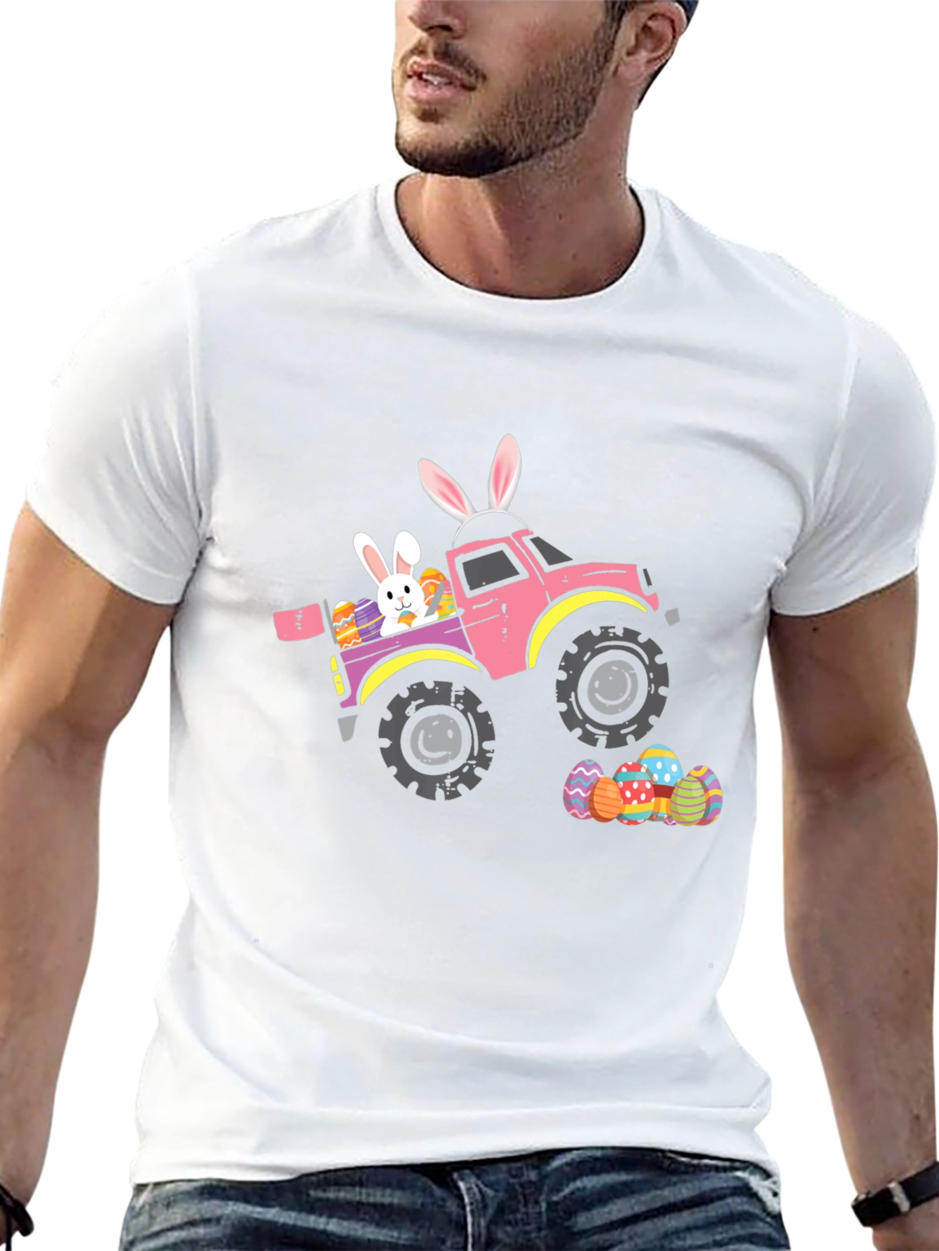 Easter Bunny Truck Graphic T-Shirt