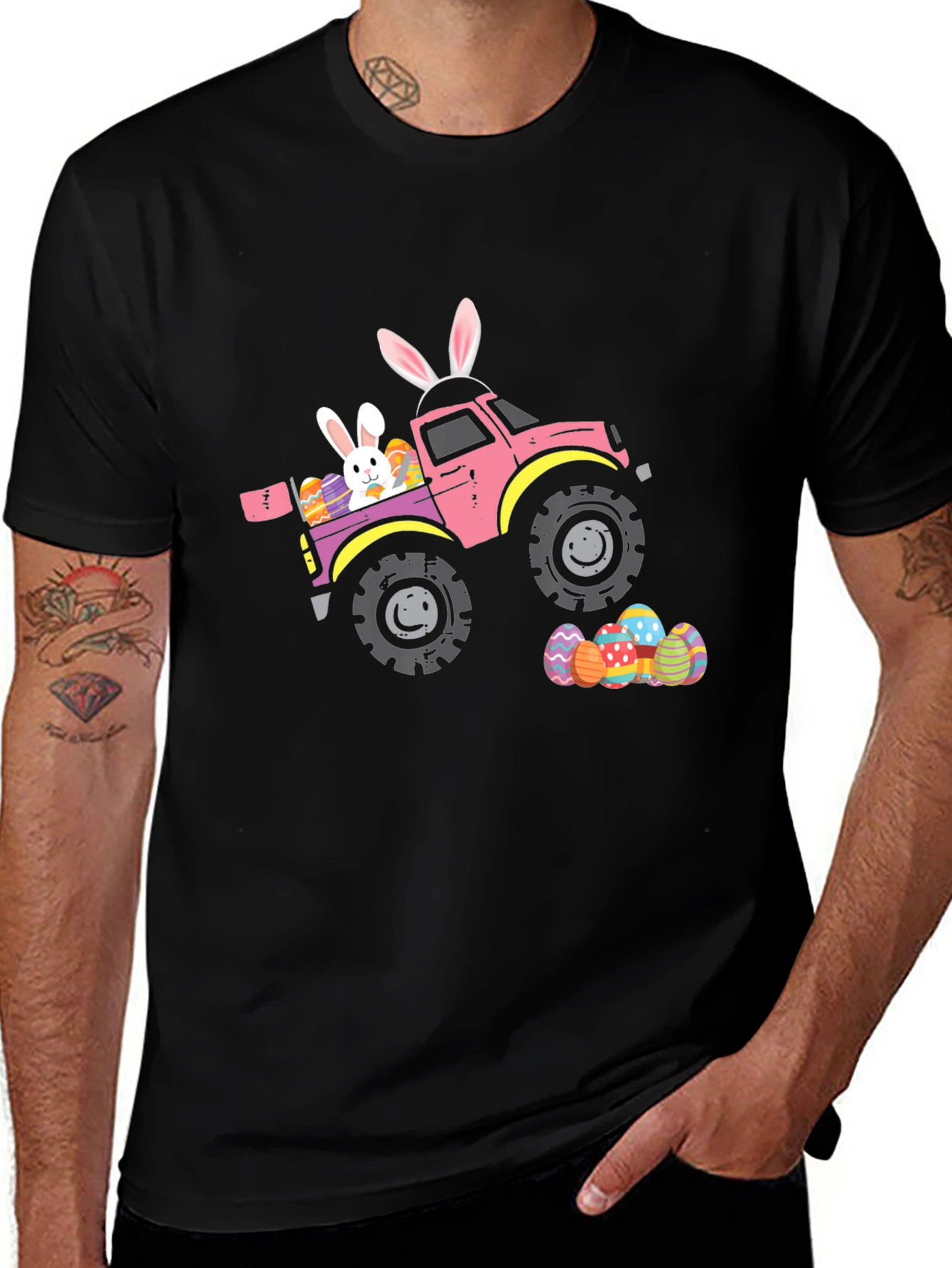 Easter Bunny Truck Graphic T-Shirt