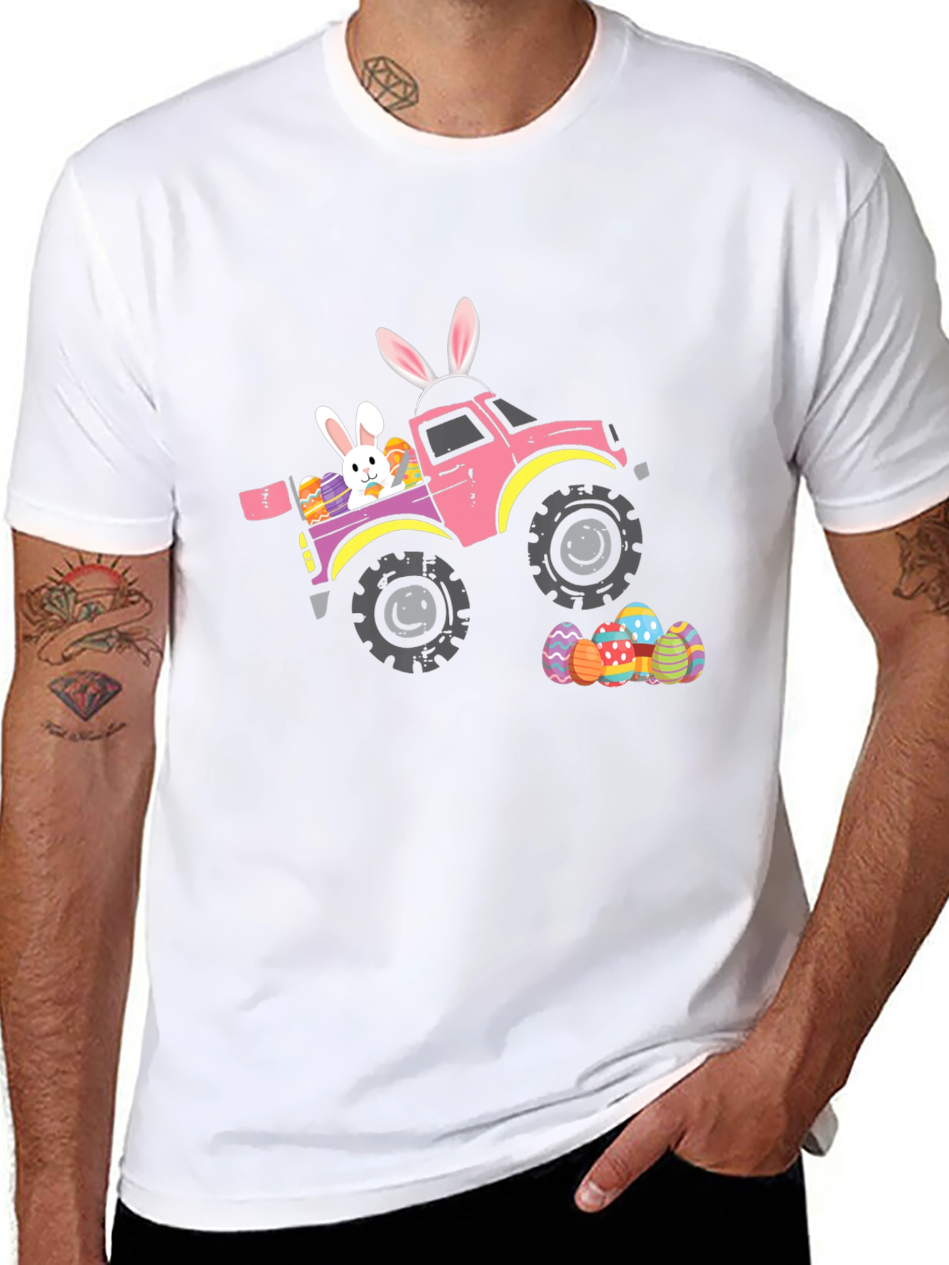 Easter Bunny Truck Graphic T-Shirt