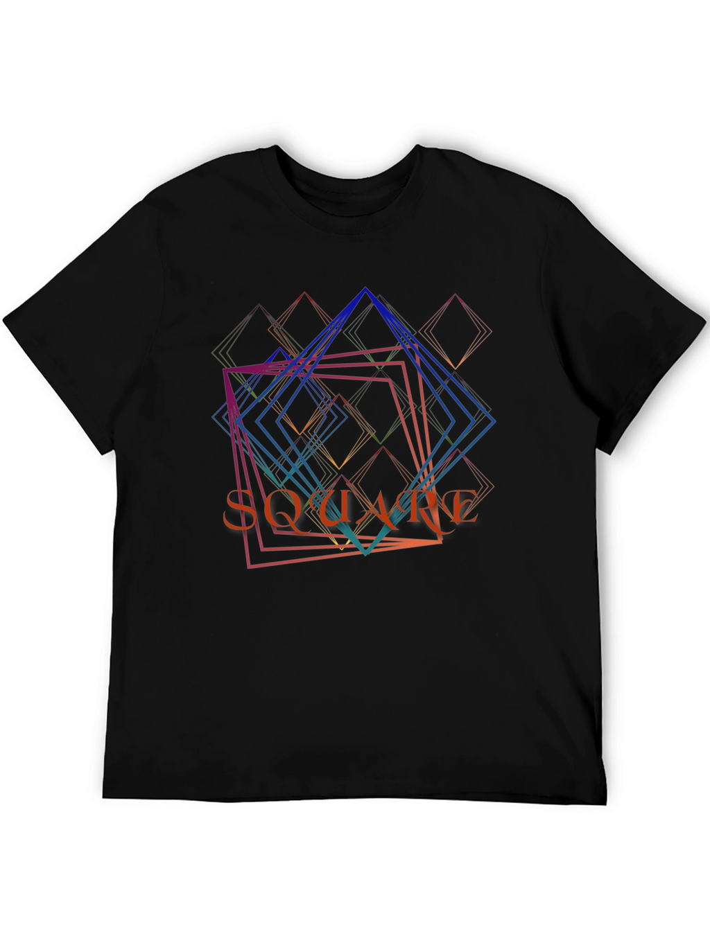 Abstract Square Graphic Print Mens Black T-Shirt