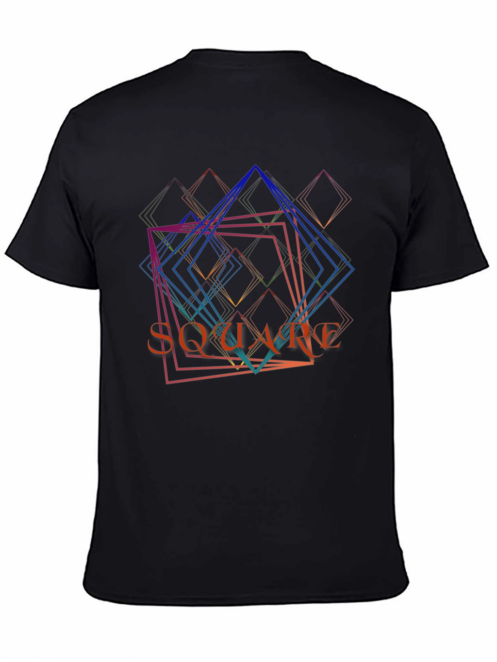 Abstract Square Graphic Print Mens Black T-Shirt