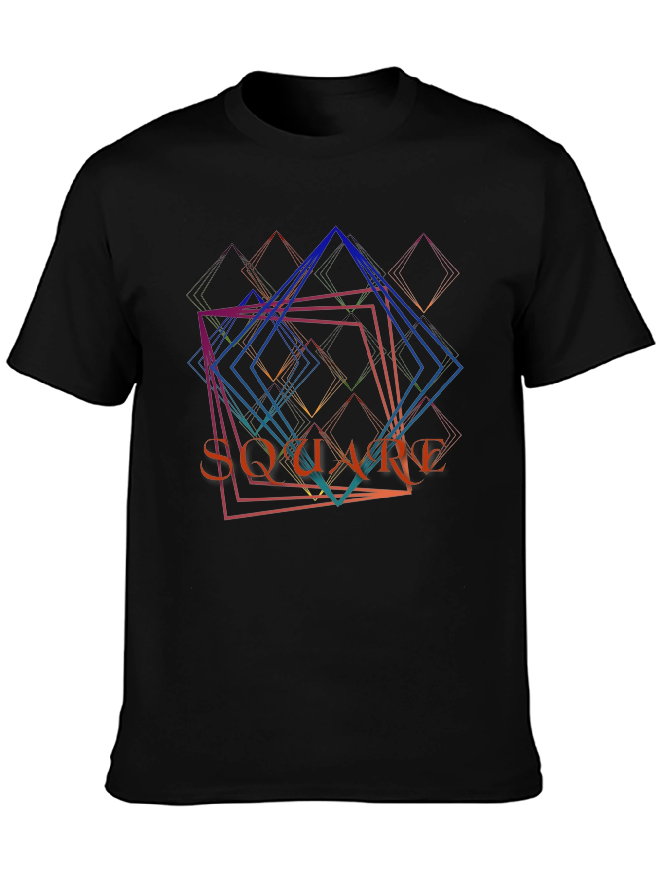 Abstract Square Graphic Print Mens Black T-Shirt