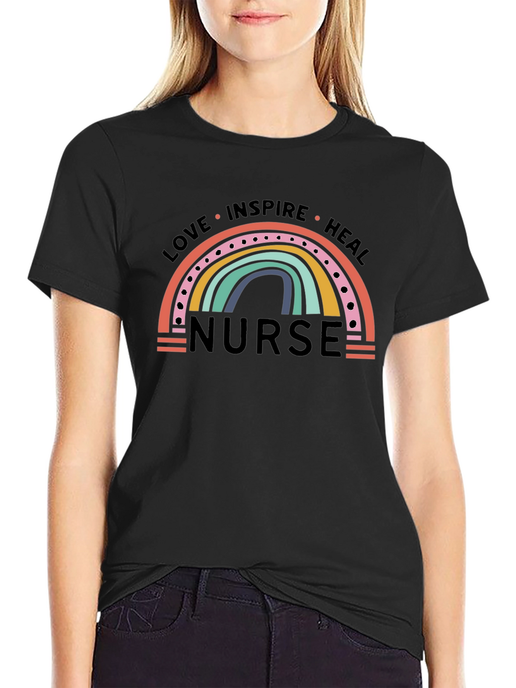 Love Inspire Heal Nurse Rainbow T-Shirt