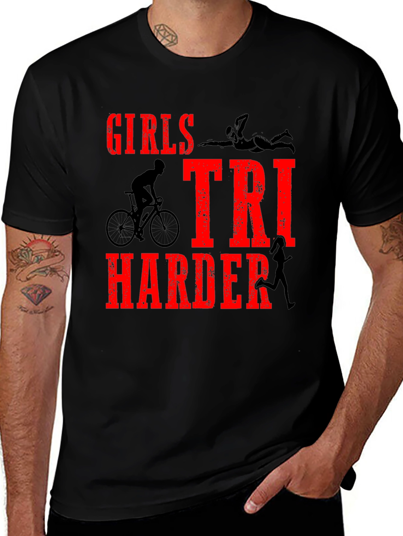 Girls TRI Harder Triathlon T-Shirt