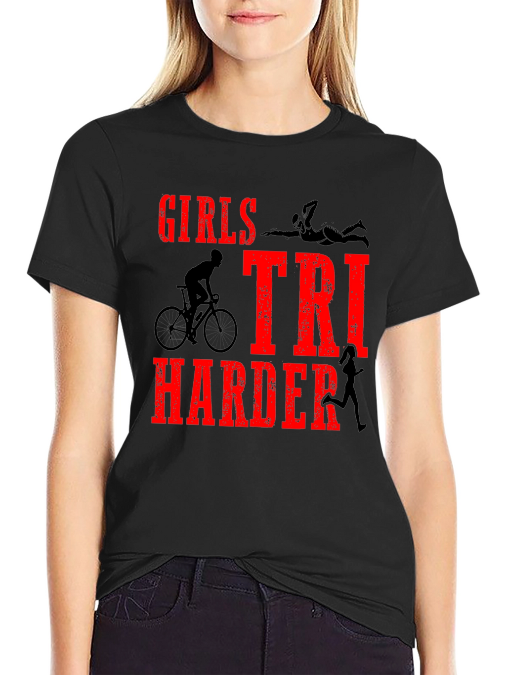Girls TRI Harder Triathlon T-Shirt