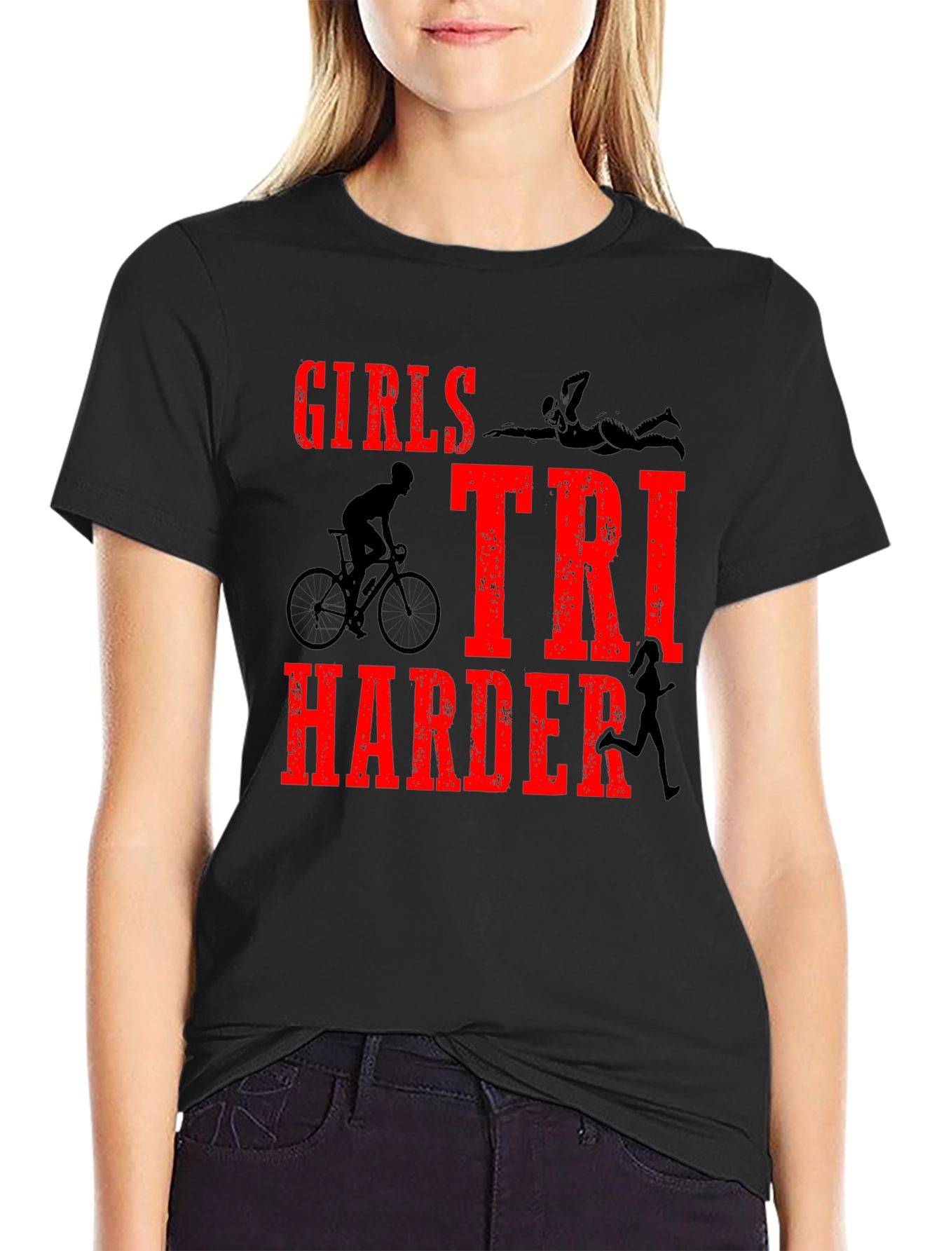 Girls TRI Harder Triathlon T-Shirt