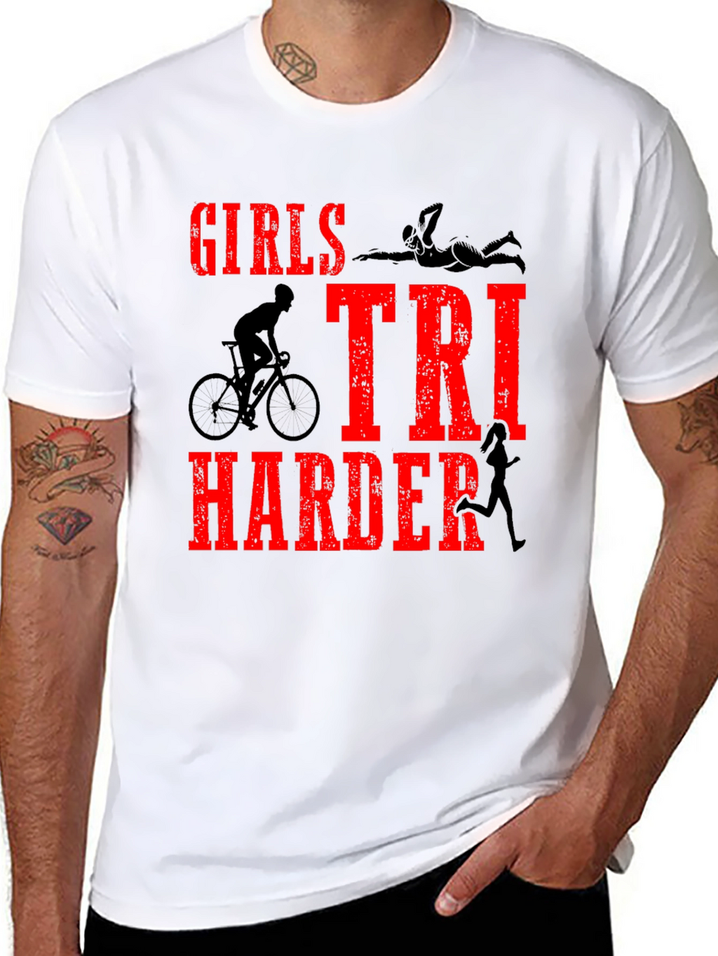 Girls TRI Harder Triathlon T-Shirt