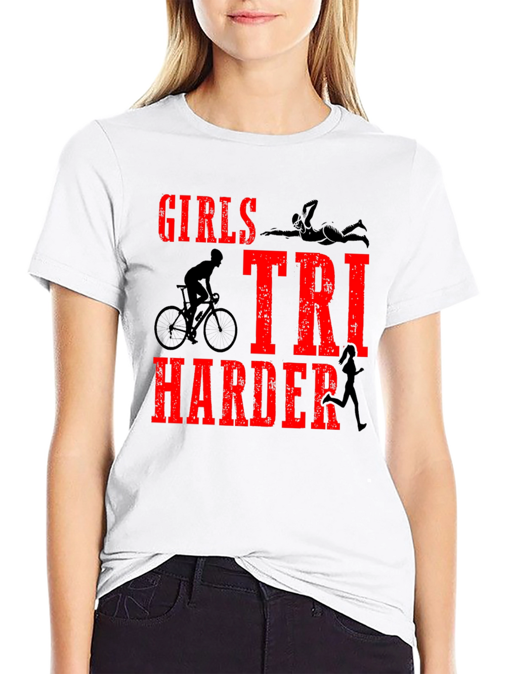 Girls TRI Harder Triathlon T-Shirt