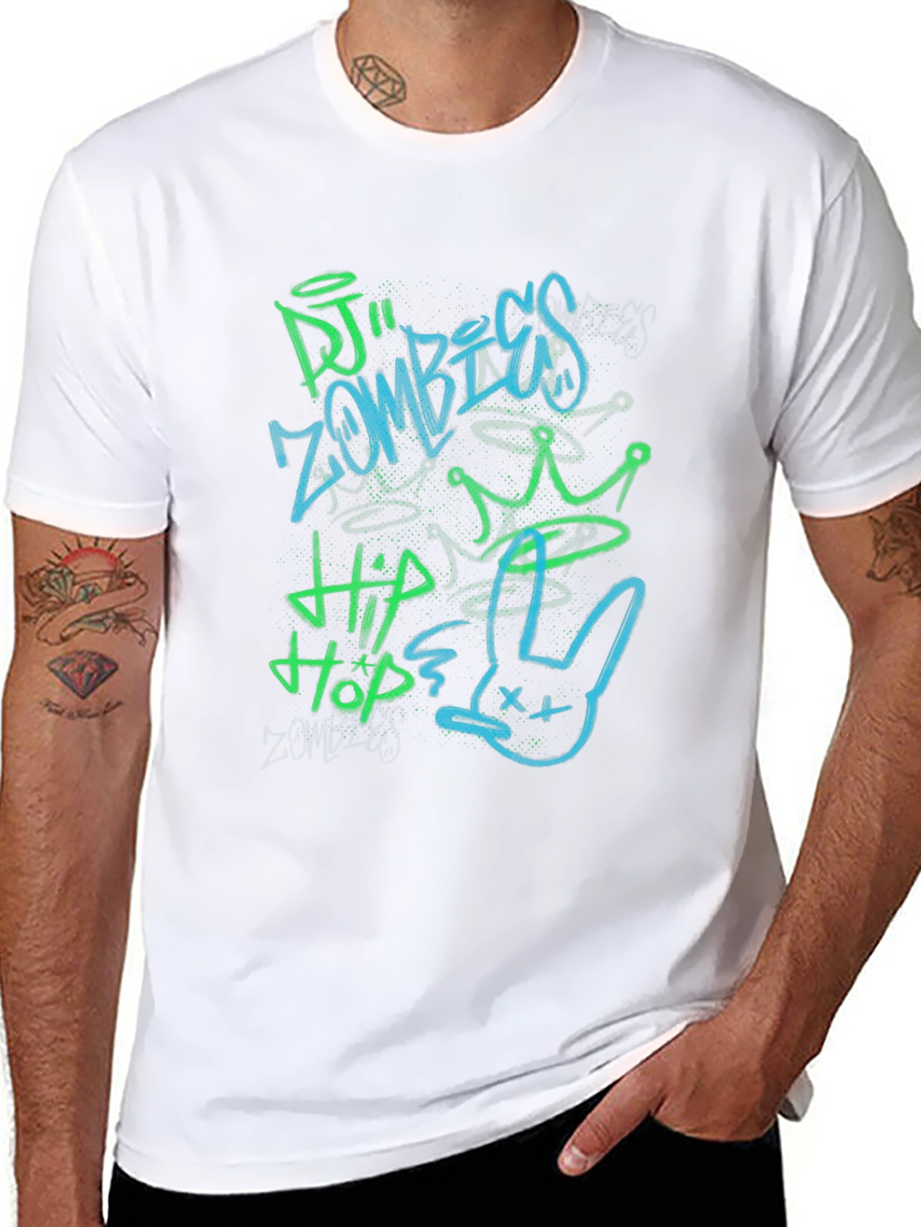 DJ Zombies Hip Hop Crown Bunny Graphic Tee