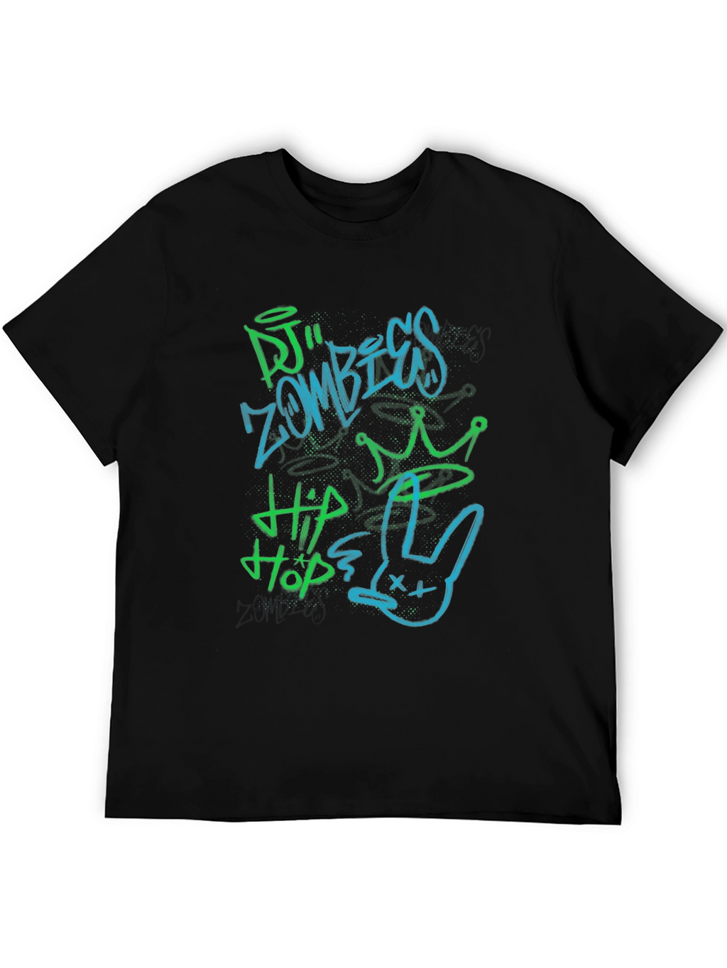 DJ Zombies Hip Hop Crown Bunny Graphic Tee