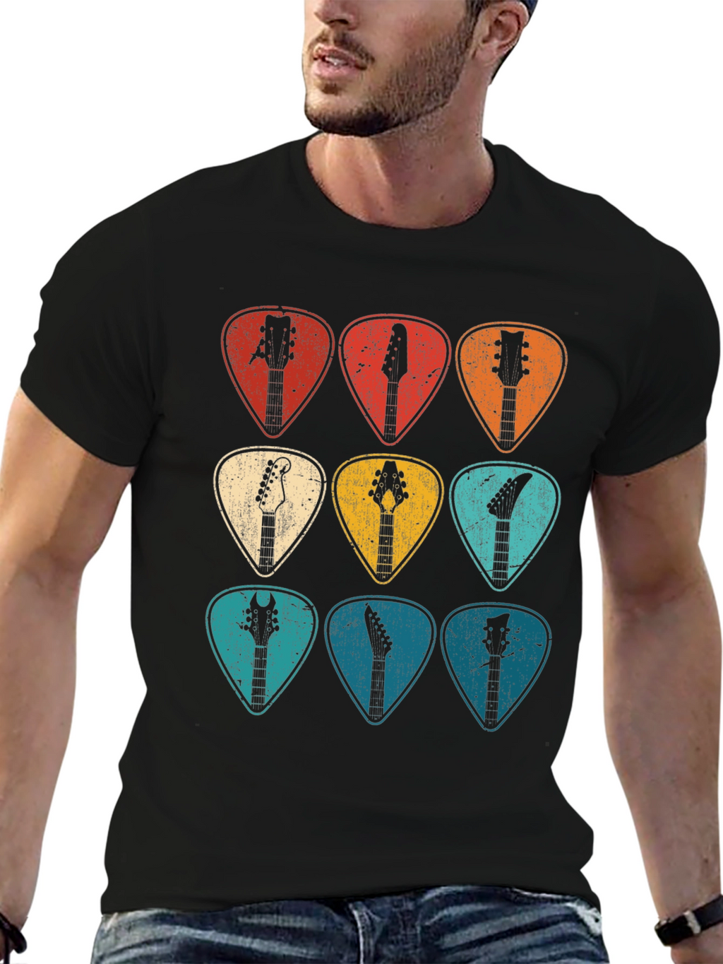 Guitar Pick Headstock T-Shirt - Musician Tee