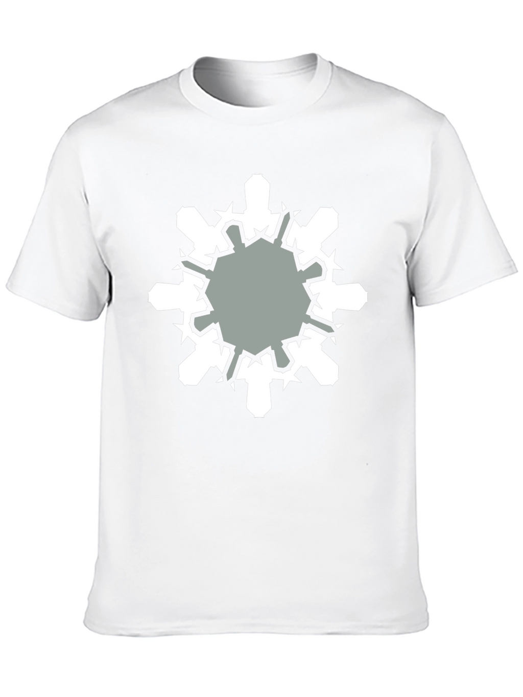 Geometric Snowflake Graphic Print Black T-Shirt