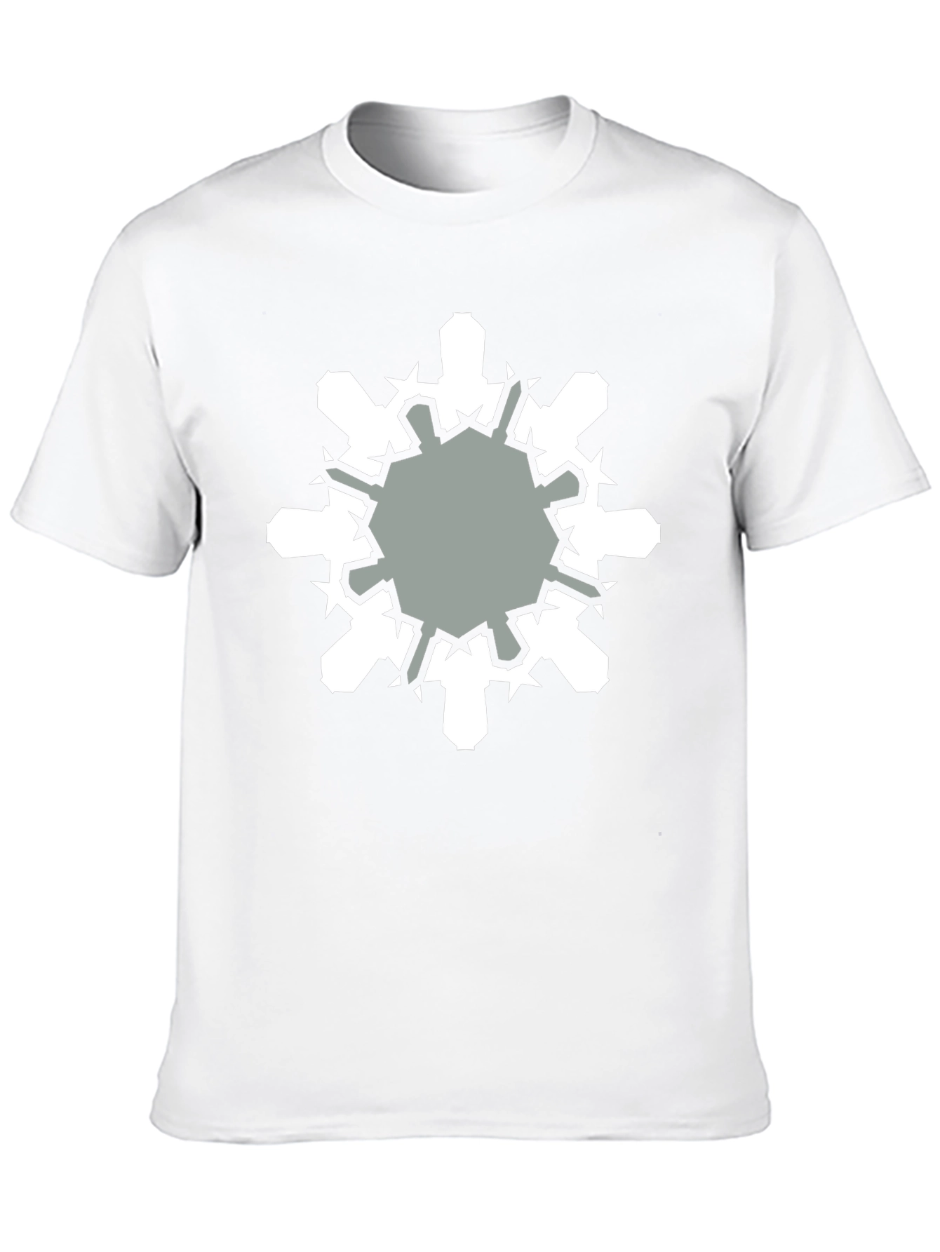 Geometric Snowflake Graphic Print Black T-Shirt