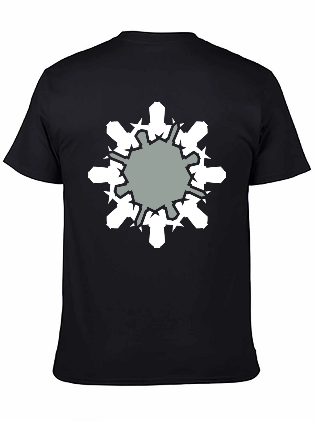 Geometric Snowflake Graphic Print Black T-Shirt