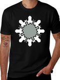 Geometric Snowflake Graphic Print Black T-Shirt