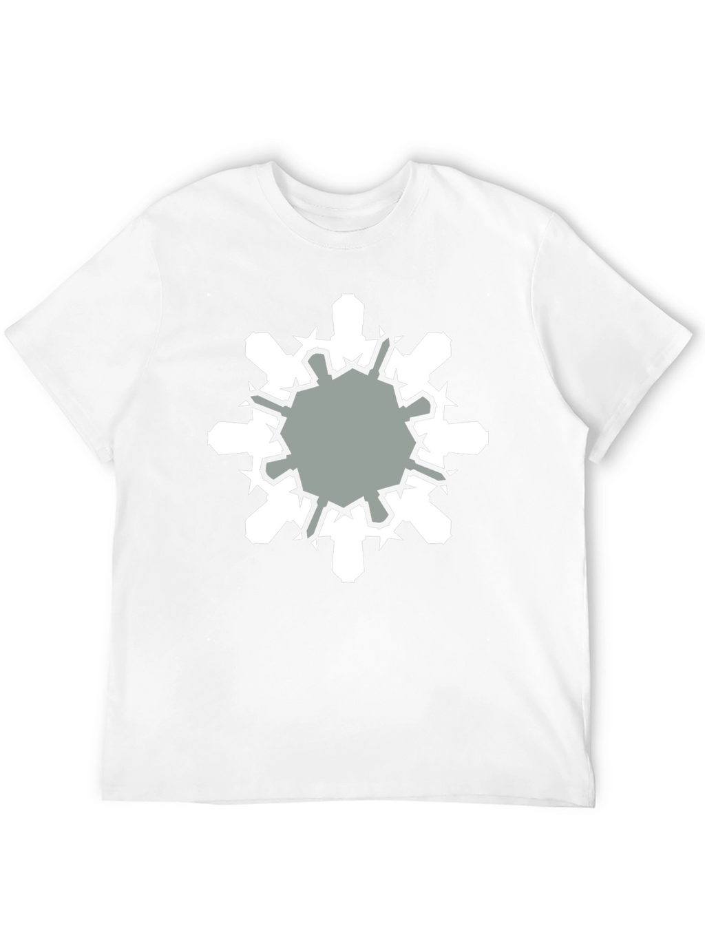 Geometric Snowflake Graphic Print Black T-Shirt