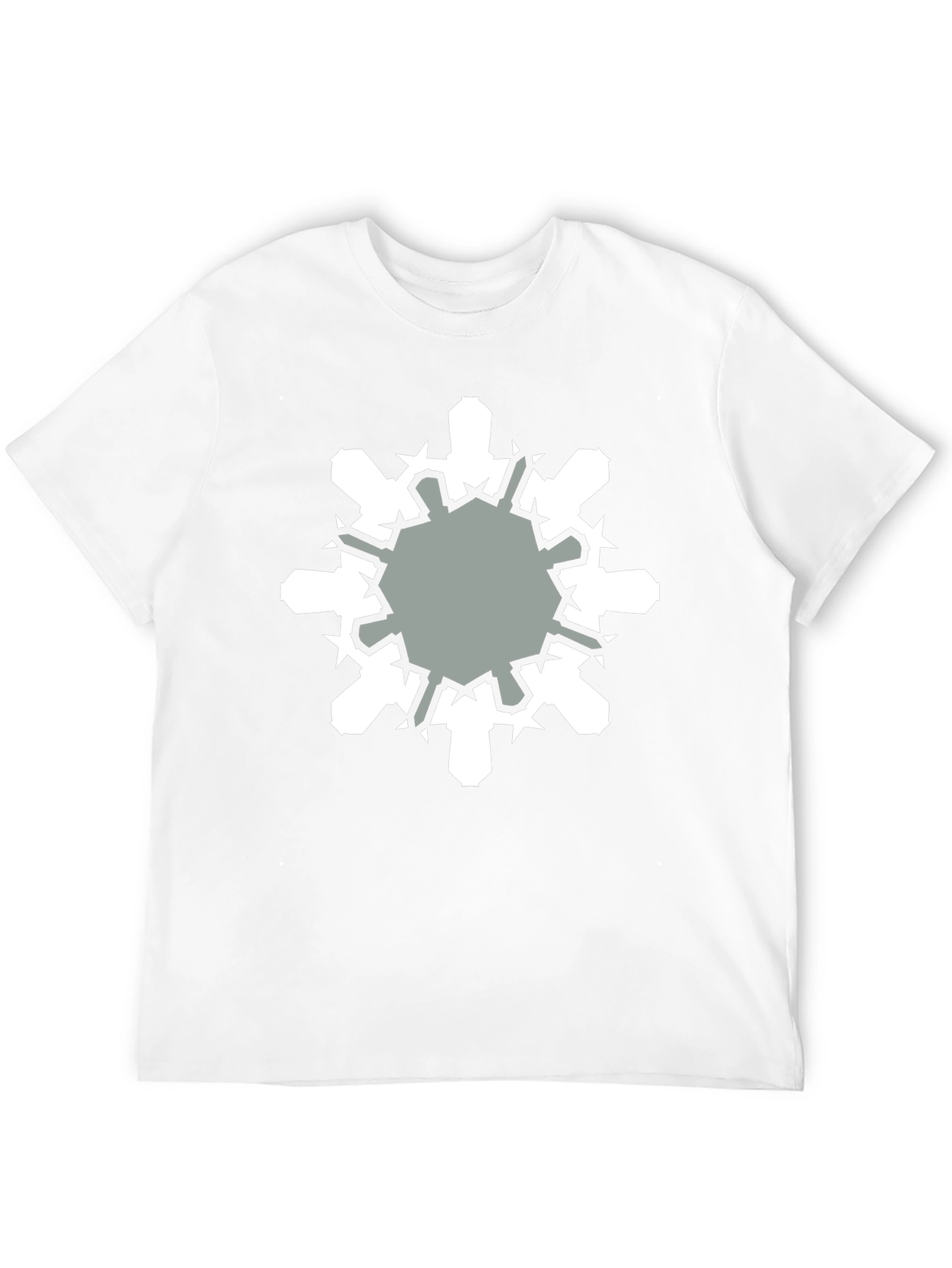 Geometric Snowflake Graphic Print Black T-Shirt