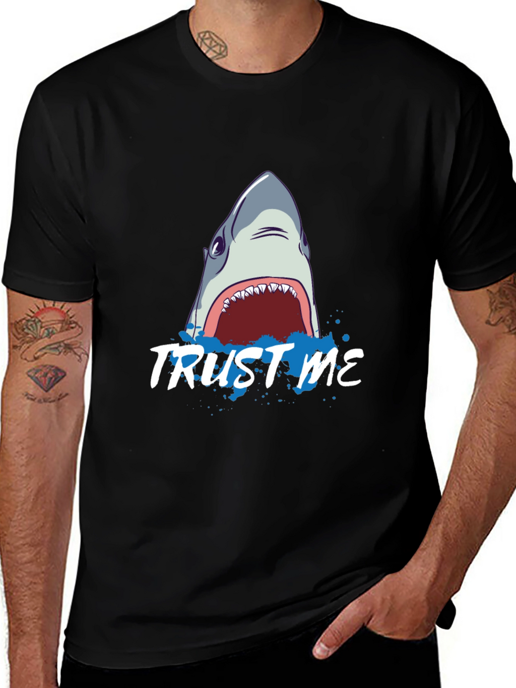 Trust Me Shark Graphic Black T-Shirt