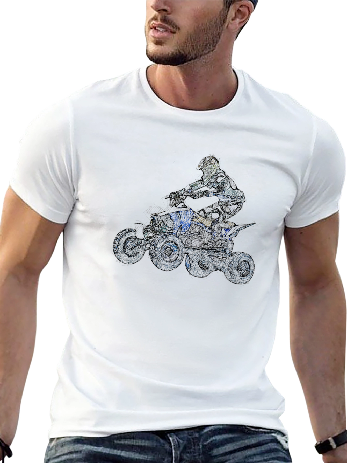 ATV Rider Graphic Tee - Black Cotton T-Shirt