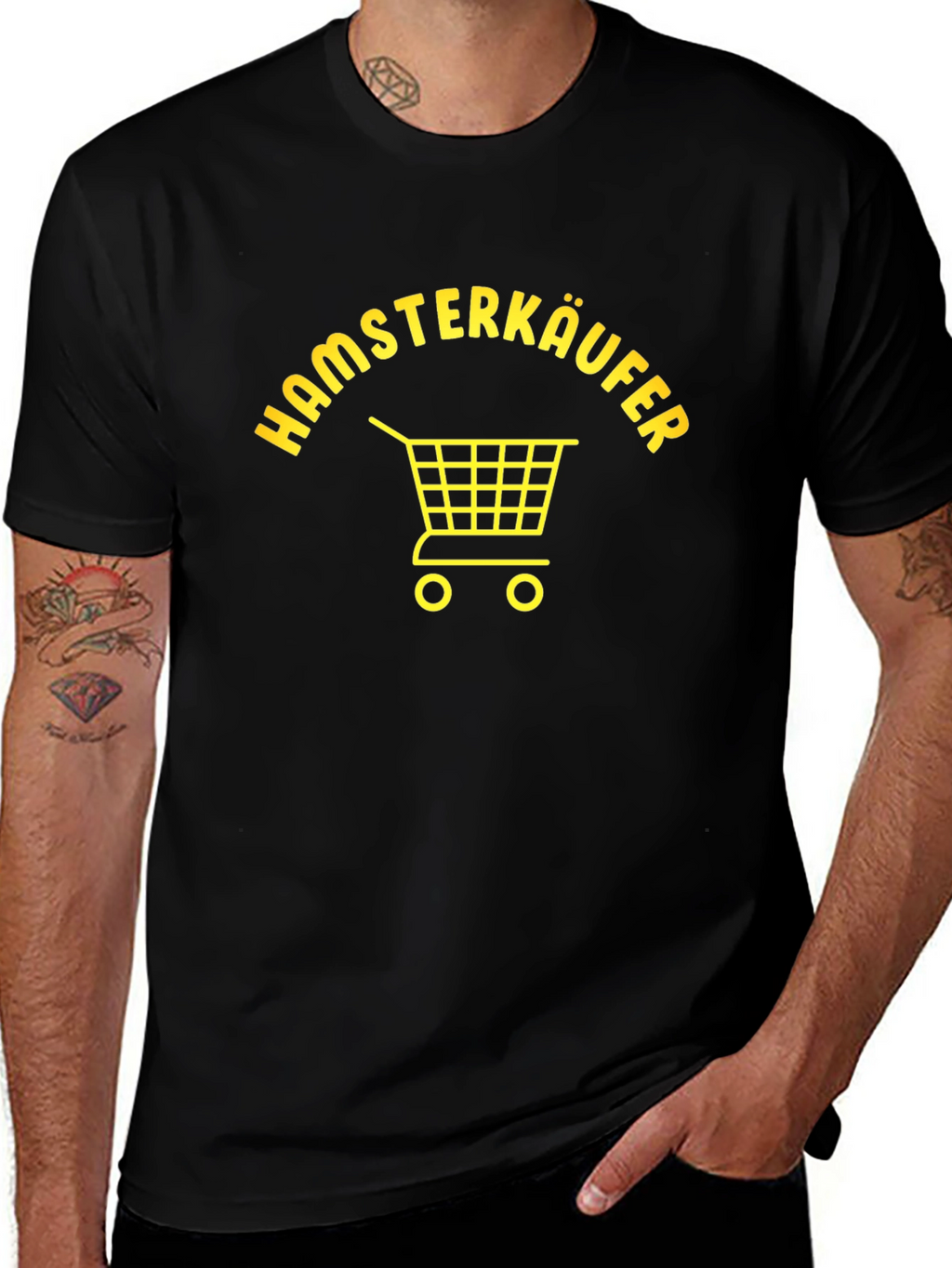 Hamsterkäufer Black T-Shirt - Shopping Cart Graphic