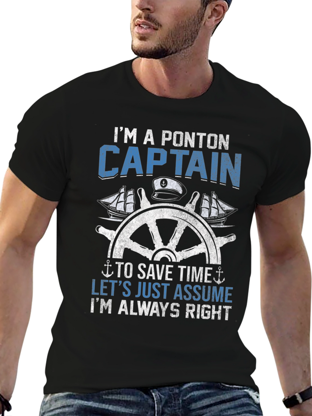 Pontoon Captain T-Shirt - Always Right Boating Tee