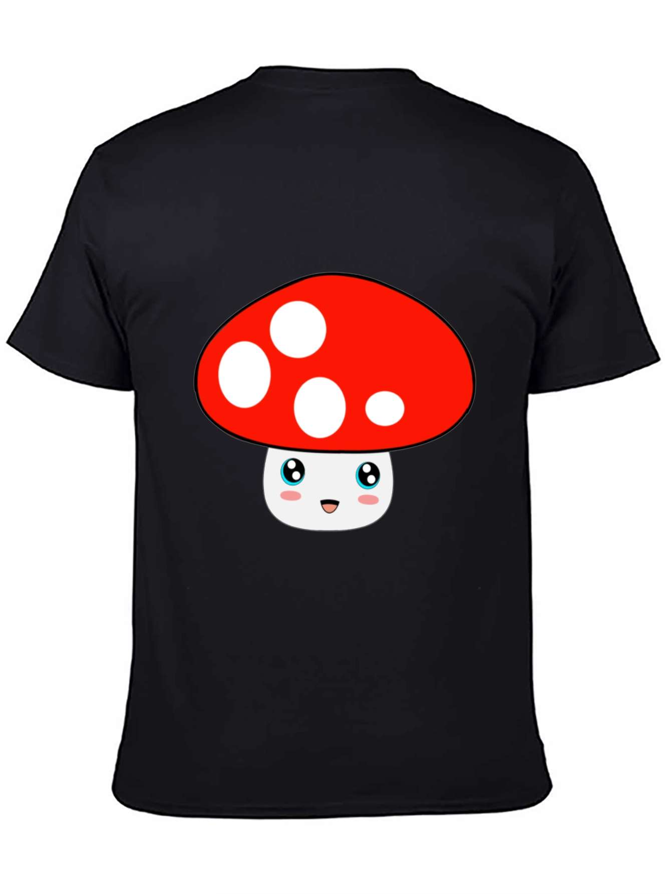 Cute Mushroom Graphic Tee - Black