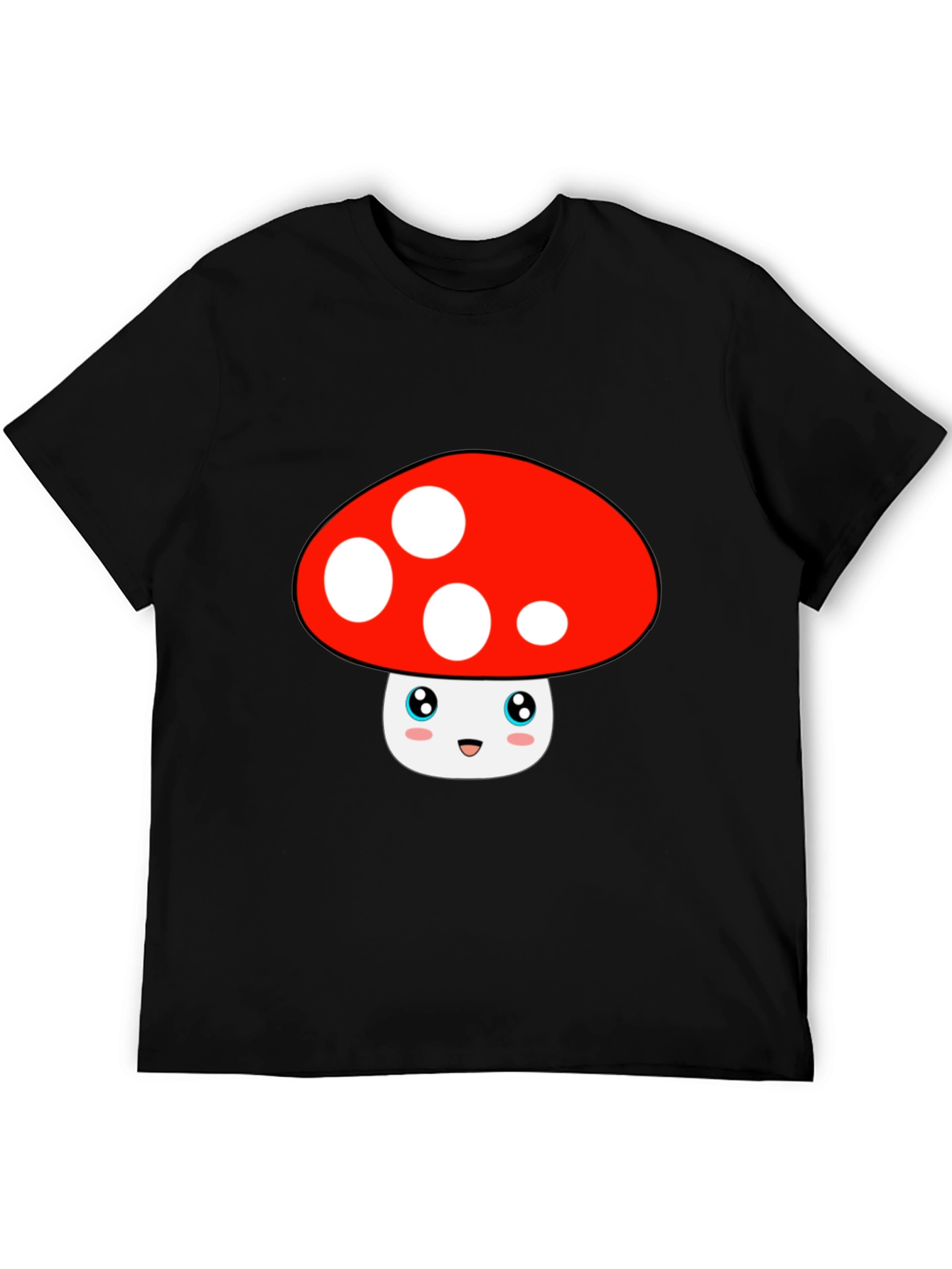Cute Mushroom Graphic Tee - Black