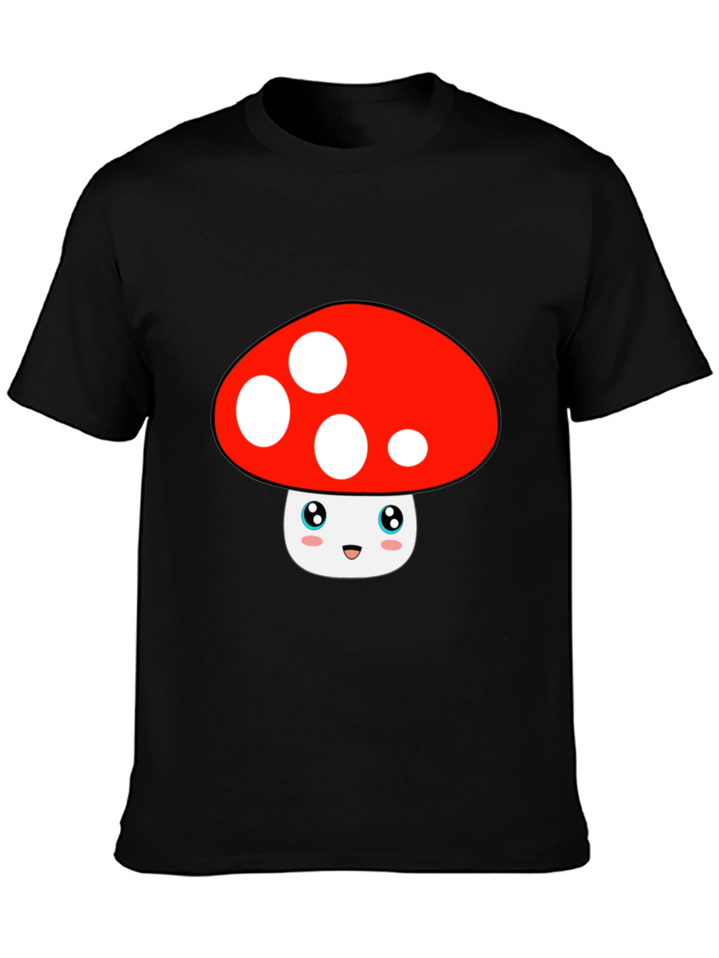 Cute Mushroom Graphic Tee - Black