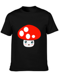 Cute Mushroom Graphic Tee - Black