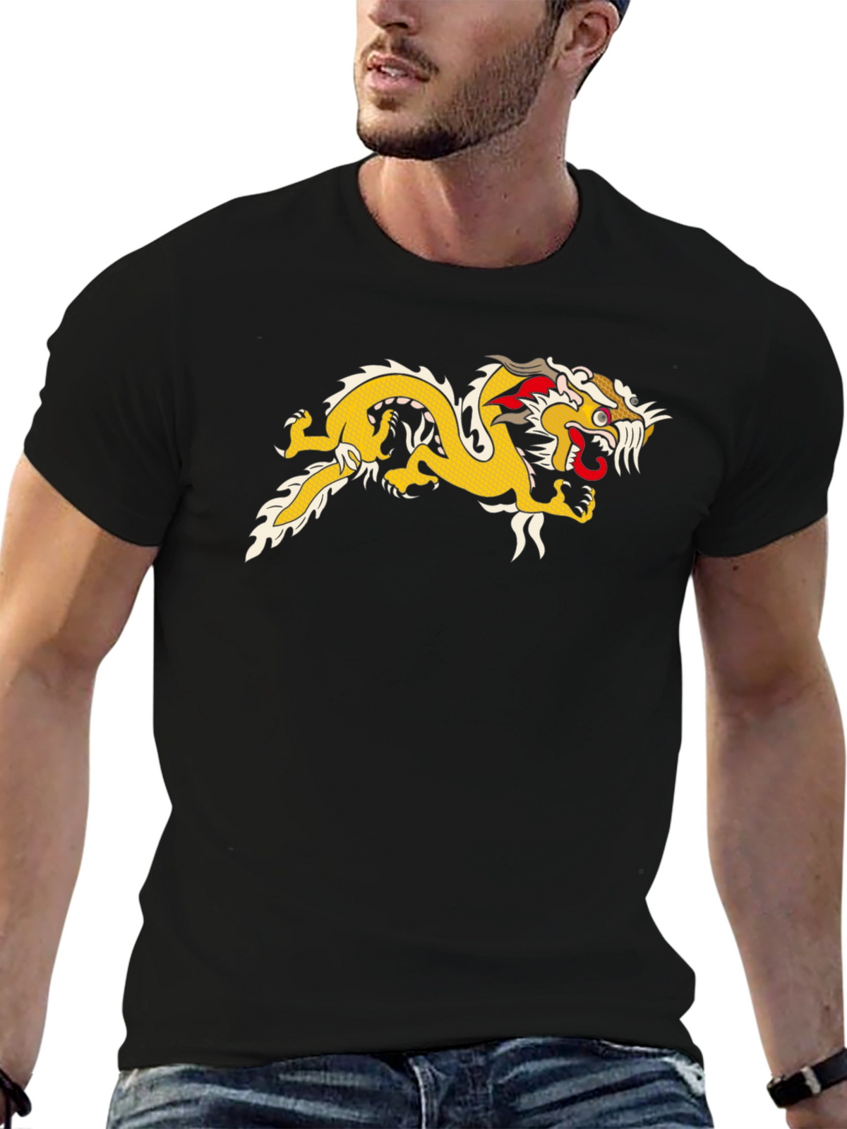 Dragon Graphic Tee - Black Cotton Comfort