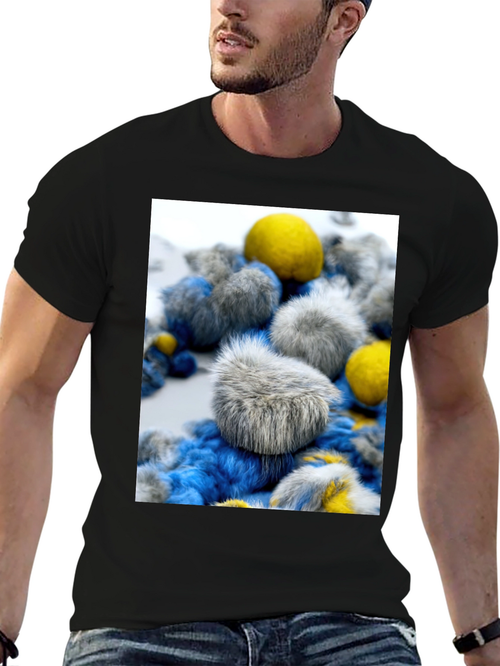 Unique Fuzzy Balls Design T-Shirt - Soft Cotton Blend