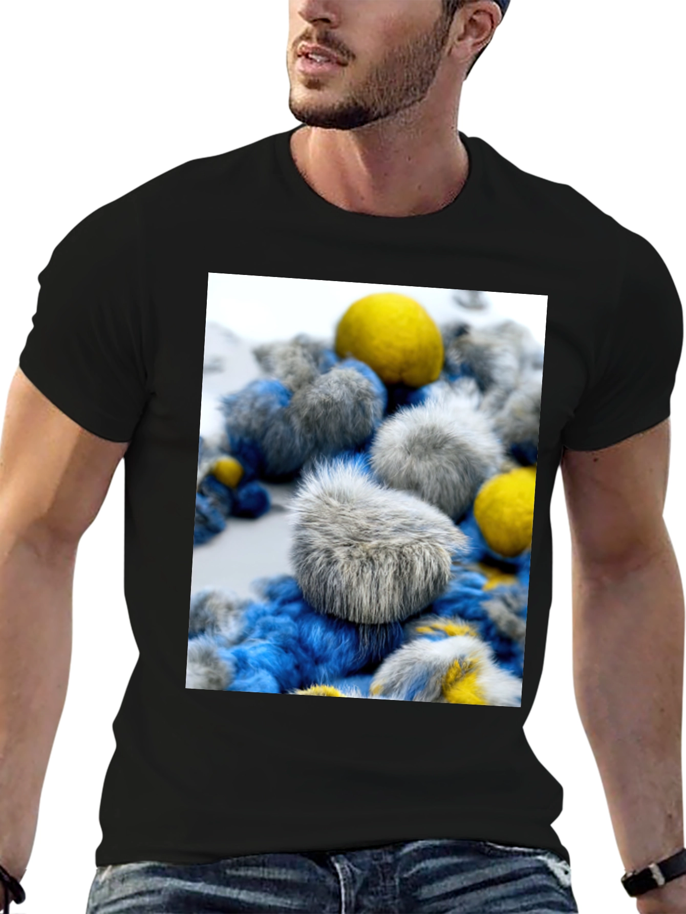 Unique Fuzzy Balls Design T-Shirt - Soft Cotton Blend
