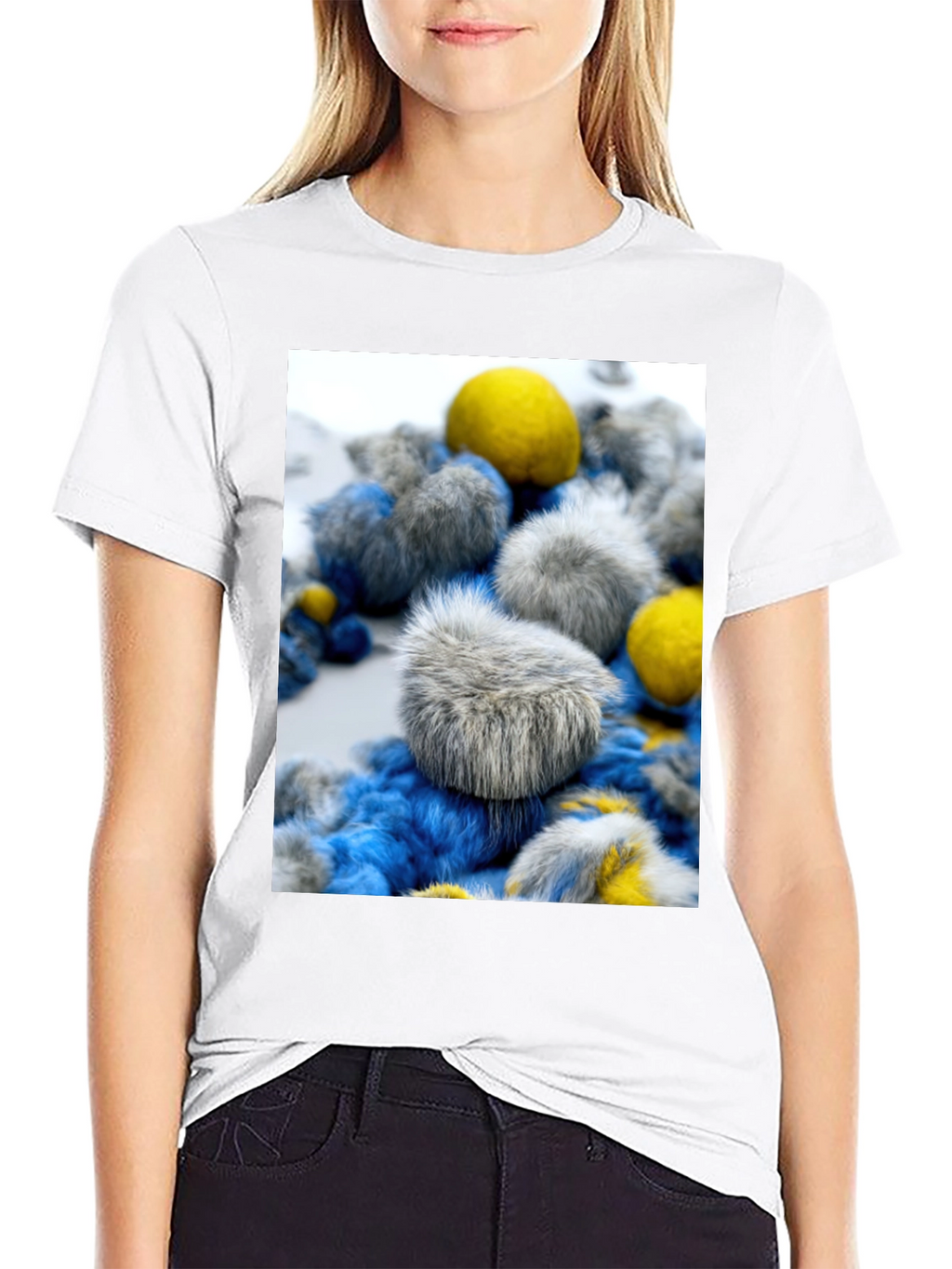 Unique Fuzzy Balls Design T-Shirt - Soft Cotton Blend