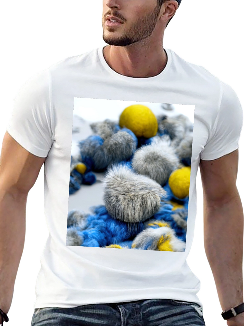 Unique Fuzzy Balls Design T-Shirt - Soft Cotton Blend