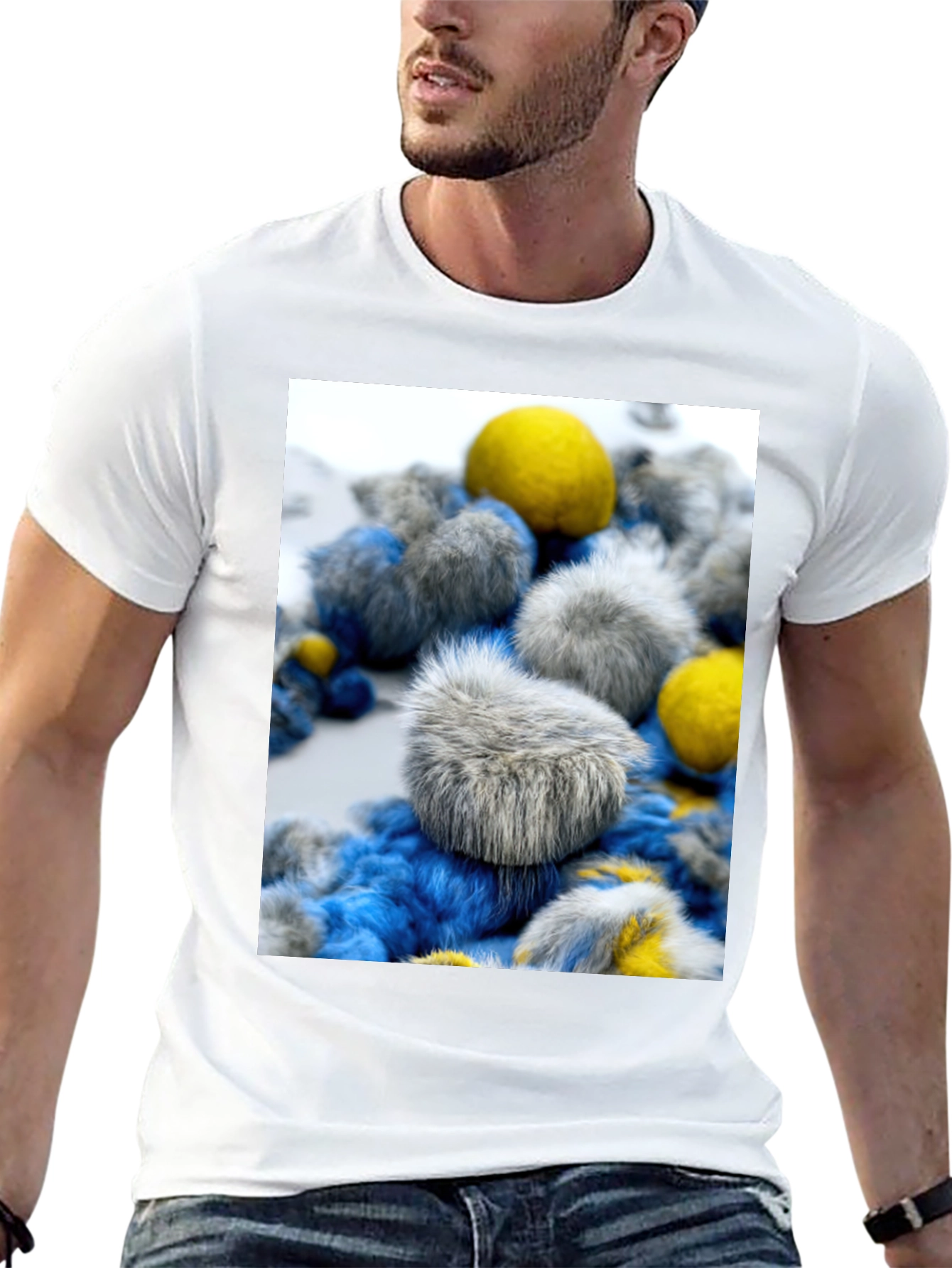 Unique Fuzzy Balls Design T-Shirt - Soft Cotton Blend