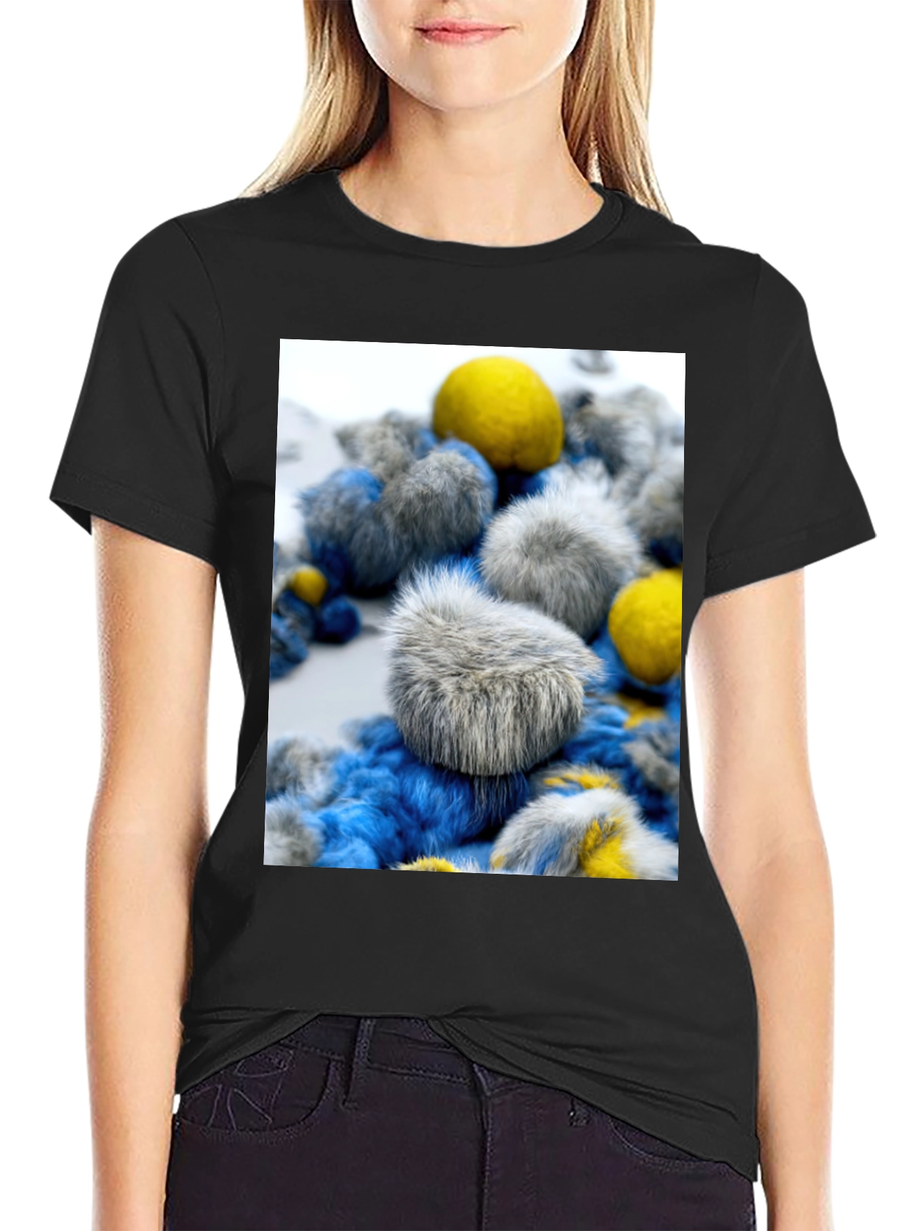Unique Fuzzy Balls Design T-Shirt - Soft Cotton Blend