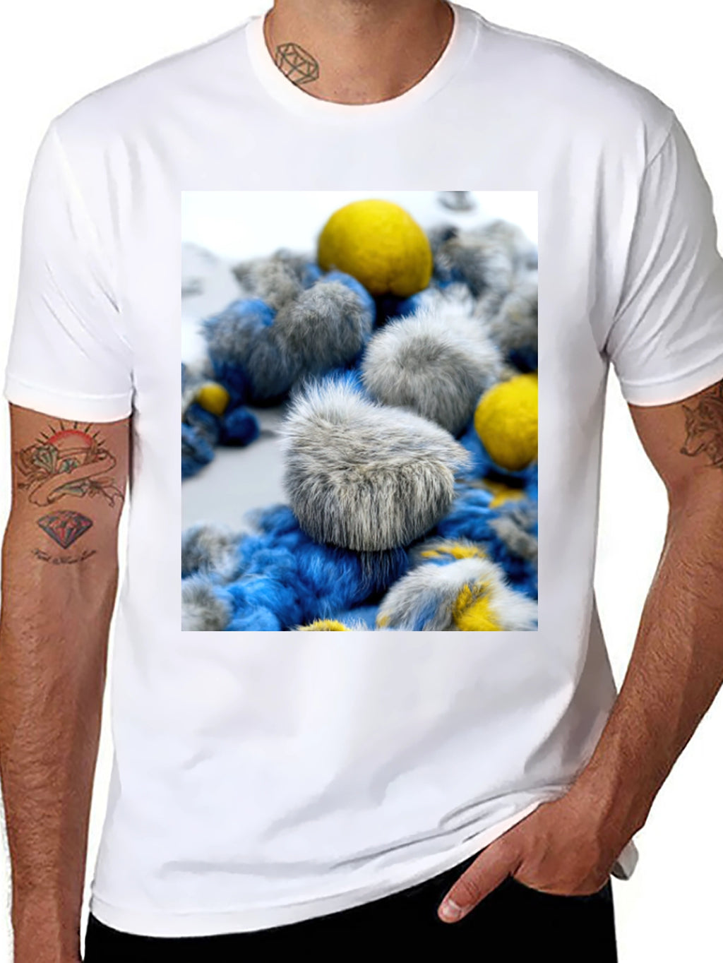 Unique Fuzzy Balls Design T-Shirt - Soft Cotton Blend