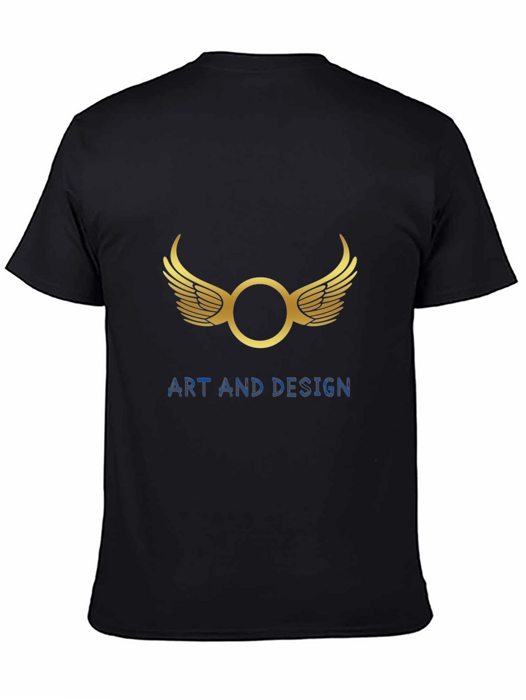 Mens Black Graphic Tee - Wings Art Design